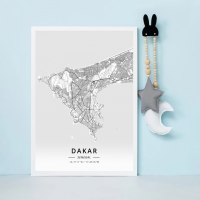 ผ้าใบพิมพ์ลาย Dakar City Map หลากสีสำหรับตกแต่งบ้าน