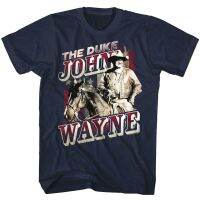 【New】TSHIRTฝ้ายGildan เสื้อเชิ้ต ผ้าฝ้าย พิมพ์ลาย John Wayne The Keep warm Duke On Horseback Western สไตล์คาวบอย สําหรับผู้ชา