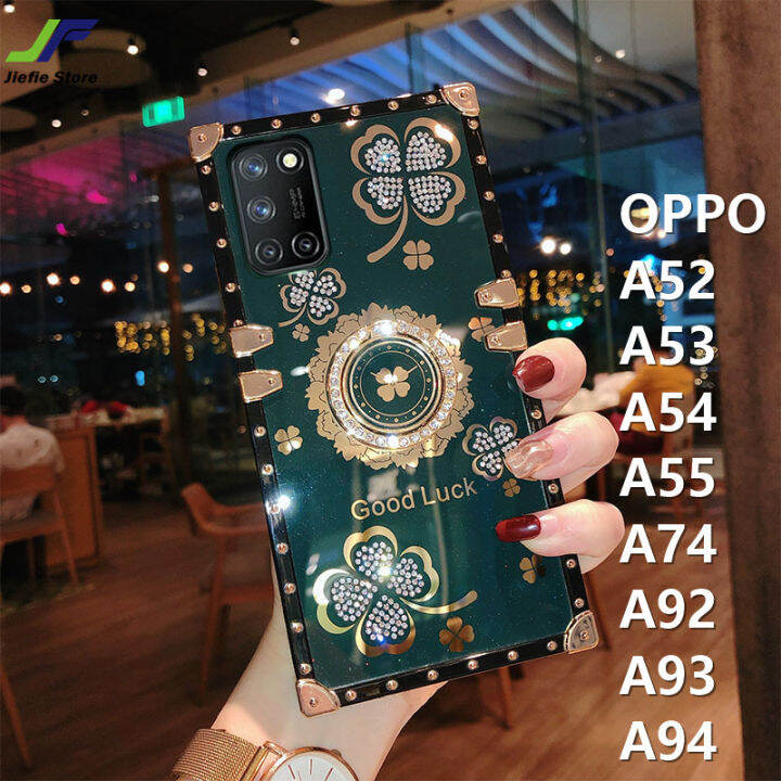 jiefie-สำหรับ-oppo-a52-a53-a54-a55-a57-a74-a76-a77-a77s-a92-a93-a94-a95-a96-luxury-ดอกไม้ระยิบระยับสแควร์เคสโทรศัพท์ที่มีขาตั้งโทรศัพท์