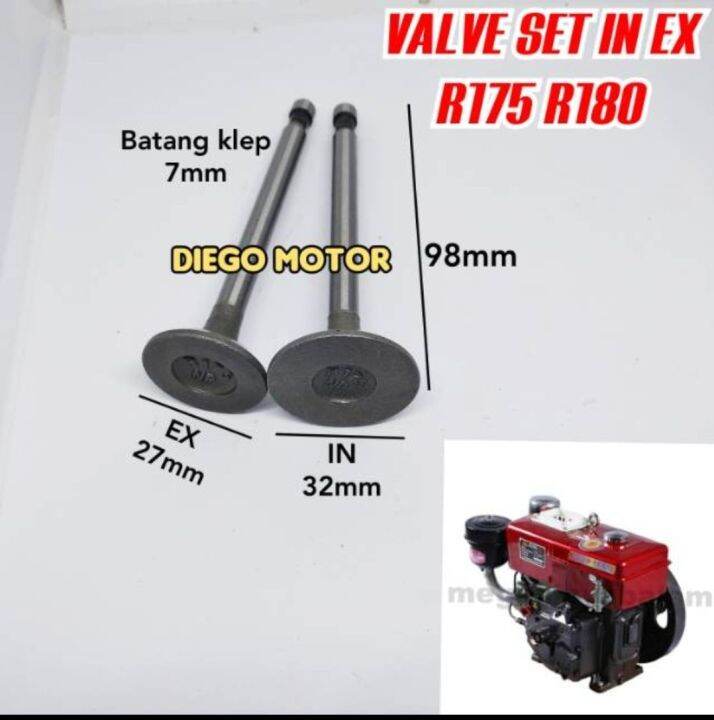R175 VALVE IN EX KLEP API MINYAK MESIN DIESEL R180 7 PK 8 PK DONG FENG ...