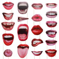 【YD】 20pcs Photo Booth Props Mouth Handheld for Kids Birthday Wedding Graduation Supplies