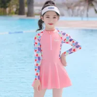 ชุดว่ายน้ำสำหรับเด็ก ชุดว่ายน้ำเด็กหญิง ชุดว่ายน้ำวันพีซแฟชั่นแขนยาว+กางเกง ผ้ายืดใส่สบายNO-32351Z