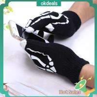 OKDEALS Warm Unisex Ghost Bone Knitted Full Finger Smart Phone Touch Screen Glove