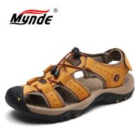 Mynde Brand Genuine Leather Men Shoes Summer New Large Size Mens Sandals Men Sandals Fashion Sandals Slippers Big Size 38-47