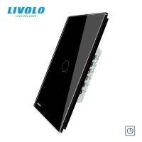 สวิตช์ติดผนังผู้ผลิต LIVOLO 110 ~ 250V แผงแก้วสีขาวงาช้าง1way เราไฟระบบสัมผัสสวิตช์หรี่สวิทช์ไร้สายรีโมท