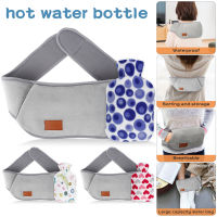 2021 New Hot Water Bottle with Waist Belt &amp; Plush Cover Soft and Warm Hot Water Bag Reusable PVC Hot Water Pouch with Screw Cap