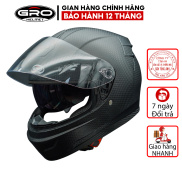Mũ Bảo Hiểm Fullface GRO Helmet Vân Cacbon, mũ phượt 2 kính liền hàm