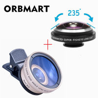 ORBMART Clip Funny Camera Lens Kit 0.45x Super Wide Angle Lens + 12.5x Super Macro Lens + 235 Fish Eye Lens Mobile Phone Lense