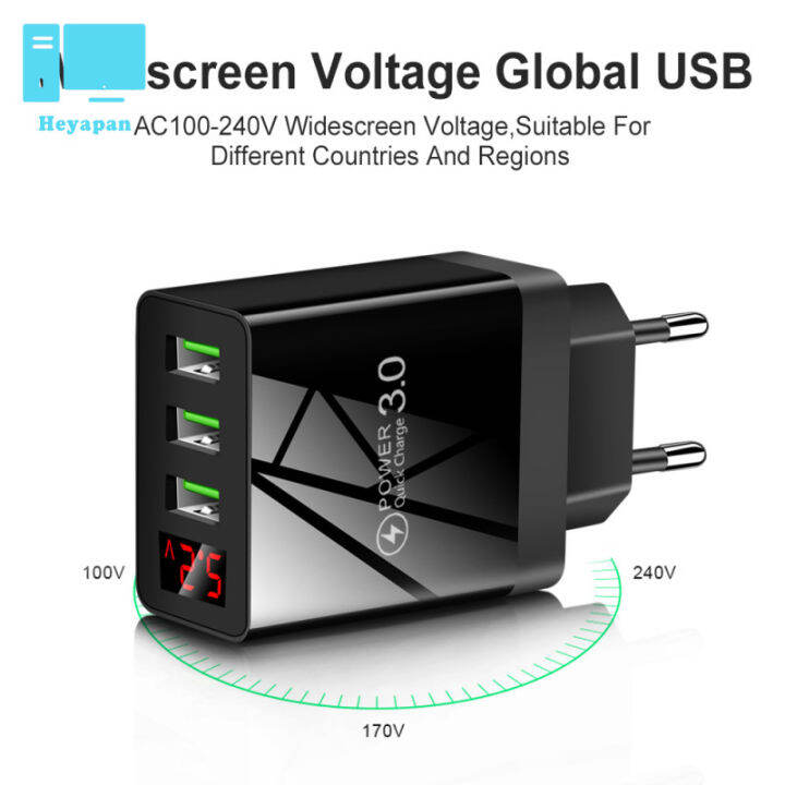 อะแดปเตอร์ชาร์จเร็ว3-0หน้าจอดิจิตอล-usb-3a-เครื่องชาร์จติดผนังใช้ได้กับ-iphone-13-12-pro-max