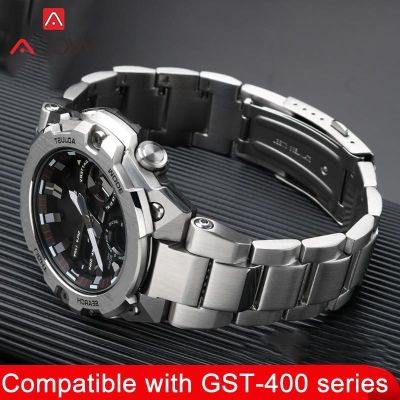 ▥ สายสแตนเลสแข็งสำหรับ Casio G-Shock G-Steel GST-B400 series Men Sport Metal เปลี่ยนสายนาฬิกาอุปกรณ์เสริม