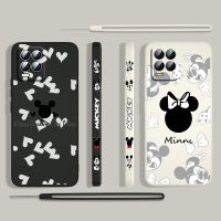 【Yellow peach flavor】 Disney Minnie Mickey น่ารักสำหรับ OPPO ค้นหา X3 X2 Neo Lite Relame GT Master A9 A5 A53S A72 A74 8 6 Liquid ซ้ายเชือกโทรศัพท์กรณี Capa