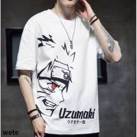 2023New Mens Hong Kong style T-shirt Naruto style five-point sleeves