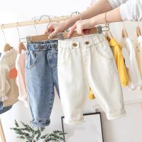 Boys Jeans Kids Spring Autumn Trousers Clothes Children Jeans For Baby Girls Denim Pants white blue Toddlers Buttons