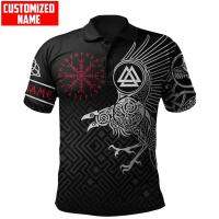 （You can contact customer service for customized clothing）3D Viking Tattoo mens T-shirt, crew-neck short-sleeved Polo shirt, casual summer top(You can add names, logos, patterns, and more to your clothes)