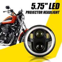 1PCS 5.75นิ้ว LED ไฟหน้า Halo Angle Eyes รถจักรยานยนต์ DRL Fit สำหรับ Harl Ey Davidson Dyna 300W 6000K 30000LM ไฟเลี้ยว