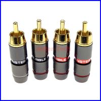♝ 4pcs/2pairs Gold Plated RCA Connector RCA male plug adapter Video/Audio Wire Connector Support 6mm Cable black red super fast