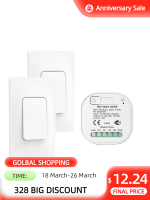 Tuya Smart Switch Set WiFi รีโมทคอนลไร้สาย Timer ไม่มีแบตเตอรี่แผงผนังสวิตช์ไฟทำงานร่วมกับ Alexa Sensor Switch