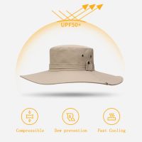 ；。‘【； 2020 New Fashion Summer Bucket Hat Cowboy Men Outdoor Fishing Hiking Beach Hats Mesh Breathable Anti UV Sun Cap Large Wide Brim