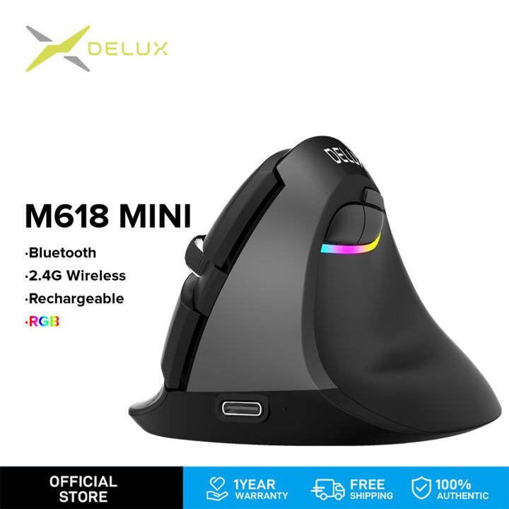Delux M618 Mini Silent Ergonomic Mouse Bluetooth Mouse for PC Laptop