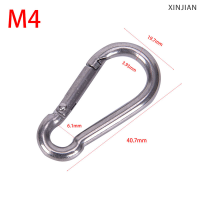 ? [XINJIAN] 304สแตนเลสสปริง carabiner Snap Hook พวงกุญแจ Quick Link LOCK BUCKLE