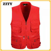 ZITY ฤดูร้อนเสื้อกั๊กลำลองผู้ชายมีกระเป๋าเยอะใหม่ชายคลาสสิกซิปบางหลายกระเป๋าช่างภาพทำงานเสื้อกั๊กเสื้อแขนกุด MSV0002