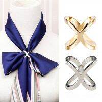 hotx【DT】 Fashion X Metal Brooches Scarf Clip Bow Buckle Holder Shawls Jewelry Accessories Gifts