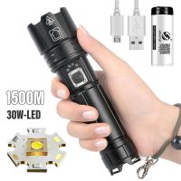 2023☒ Super Bright LED Flashlight USB Rechargeable Torch Light With 30W LED Can Illuminate 1500 Meters Tactical Lantern