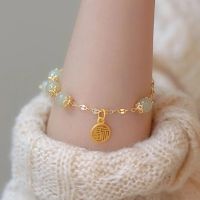 COD SDGREYRTYT Fashion Women Jewelry Alloy Artificial Jade Beel Pendant Bracelet