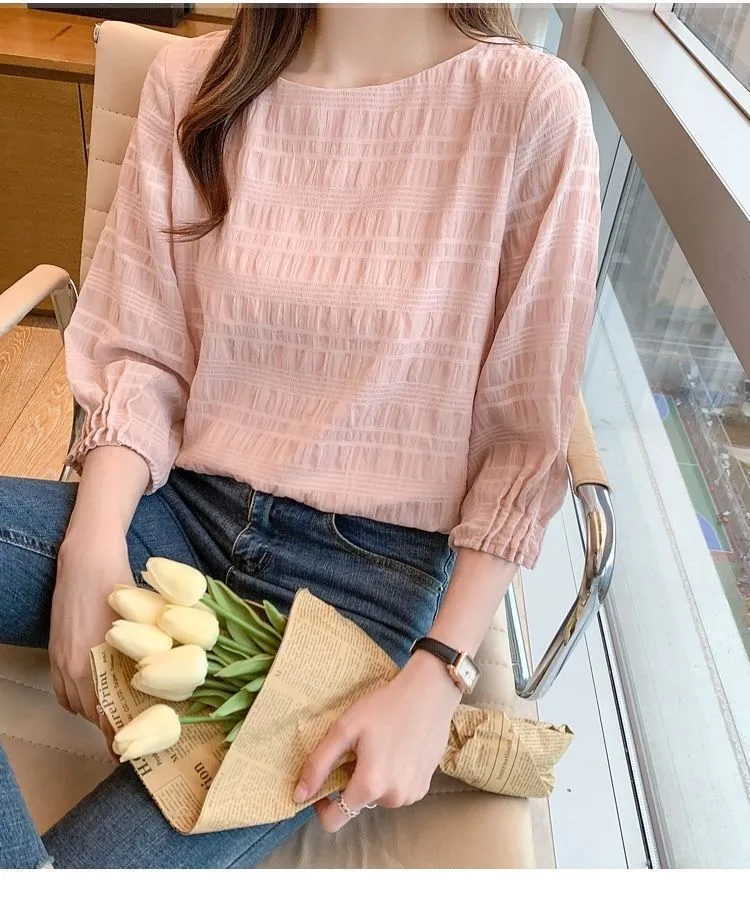 White Shirt Chiffon T-shirt Women Women's T-shirt Five-point Sleeves Wild Temperament 2021 Spring and Summer New Korean Fashion | Lazada Singapore White Shirt Chiffon T-shirt Women Women's T-shirt Five-point Sleeves Wild Temperament 2021 Spring and Summer New Korean Fashion | Lazada Singapore