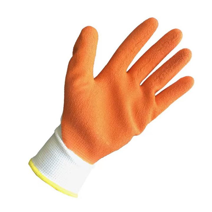 ถุงมือผ้าเคลือบยาง-สีส้ม-1-คู่-2-ชิ้น-ซ้าย-ขวา-สวมใส่สบาย-ใส่กระชับจับไม่ลื่น-ถุงมืออุตสาหกรรม-ถุงมือกันลื่น-กันบาด-ใช้งานได้หลากหลาย
