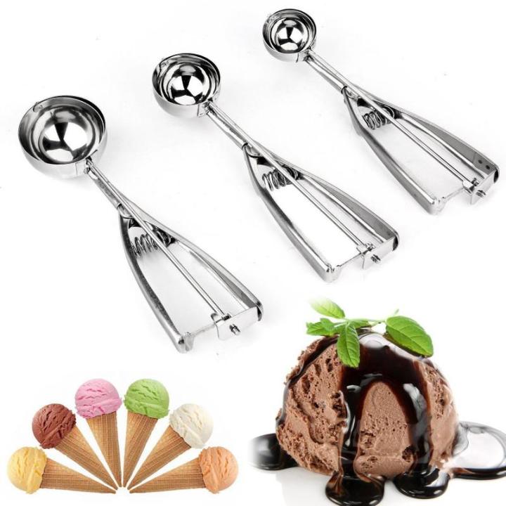  Cookie Scoop Set, Ice Cream Scoop Set, 3 PCS Ice Cream Scoops  Trigger Include Large Medium Small Size Cookie Scoop, Polishing Stainless  Steel 18/8 Melon Scooper - Elegant Package [Set of