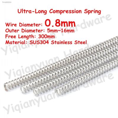 ◕✧ 2Pcs Wire Diameter φ0.8mm SUS304 Stainless Steel Compression Spring Free Length 300mm OD 5mm 16mm Ultra Long Pressure Spring
