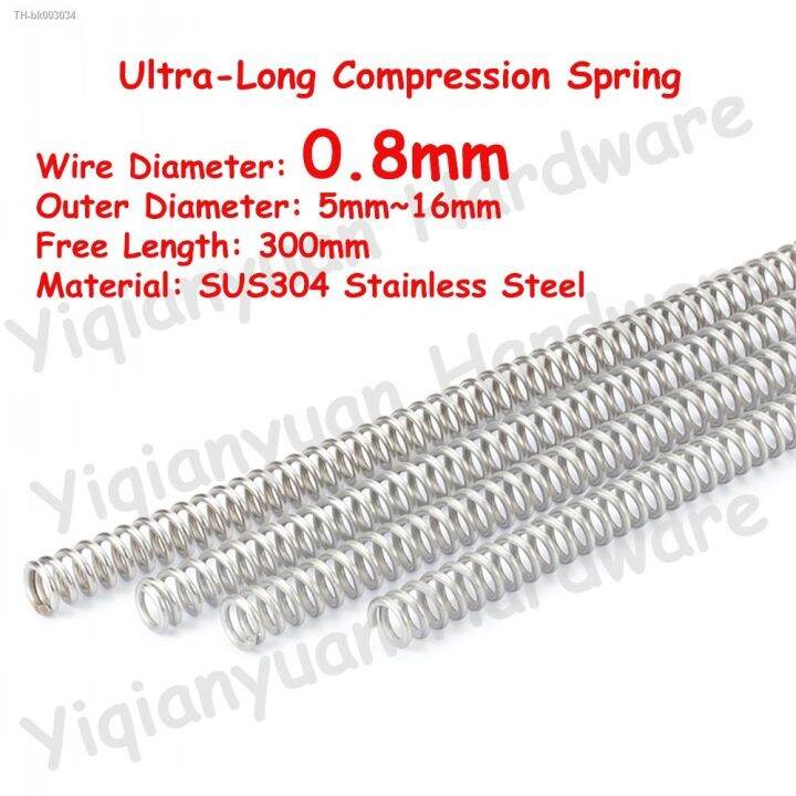 2pcs-wire-diameter-0-8mm-sus304-stainless-steel-compression-spring-free-length-300mm-od-5mm-16mm-ultra-long-pressure-spring