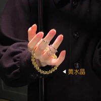 คืนรวยสร้อยข้อมือซิทรินธรรมชาติบราซิลหญิง 4mm สร้อยข้อมือลูกปัดกลม 2mm~