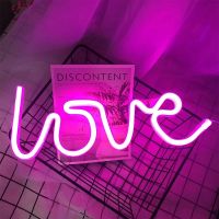 LED Neon Lights Love Shape Night Light Sign Lamp Battery USB Double Powered Nightlight for Indoor Christmas Wedding Birthday