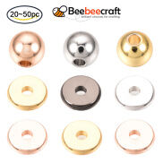 Beebeecraft 20-50 pc Brass Spacer Beads Golden Flat Round Spacer Beads