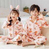 Boy Pajamas Sets for Children Home Suit Girl Sleepwear Pattern Clothes for Teenagers Cotton Light Print for Warmth Button Cute