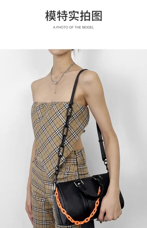 suitable for LV keepall25 black warrior acrylic orange decorative chain bag  chain adjustable shoulder strap