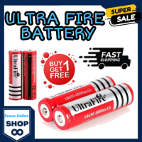 Buy1take1 3.7V 18650 แบตเตอรี่ Ultrafire แบตเตอรี่ลิเธียมไอออนแบบชาร์จไฟได้ B1812 สีแดง