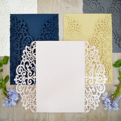 25pcs Laser Cut Wedding Invitations Card Marriage Birthday Baptism Invitation Cards With Envelopes Party Decoration Supplies