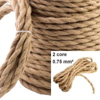 2x0.75mm² 2 Core Twisted Cable Hemp Rope Electrical Wire Retro Style Copper Vintage Lamp Cord Woven Textile Wire Pendant Light