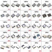 ขั้วต่อซ็อกเก็ตหญิง SMT แบบ6 4 6 14 16 24พิน50ชิ้นพอร์ตไมโครยูเอสบีชนิด C 3.1 SMD DIP สำหรับการออกแบบ PCB ชาร์จสูงแบบ DIY