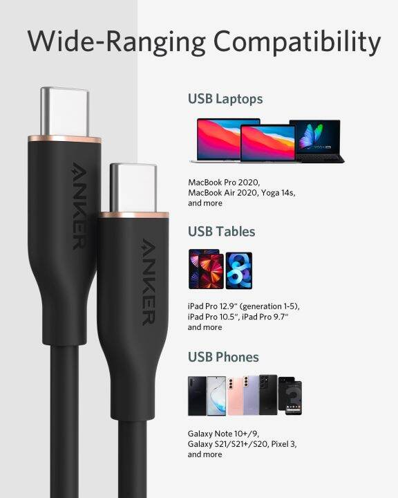 anker-powerline-iii-flow-สาย-usb-type-c-100w-2-0ชาร์จ-usb-เร็ว2020-ipad-air-galaxy-xiaomi