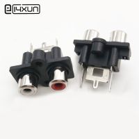 2pcs 2Pole RCA Female Audio Video Plug jack red white input AV Socket Connector with Straight Pin