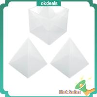 OKDEALS สีขาวขาว แม่พิมพ์ซิลิโคนพีระมิด ซิลิโคนทำจากซิลิโคน 17.517.515.5เมตร, 15.515.515.5 กรอบพลาสติก1ชิ้น แม่พิมพ์ซิลิโคนเรซินขนาดใหญ่ 2ชิ้นภายในพีระมิดซิลิโคนแม่พิมพ์ ดีไอวาย