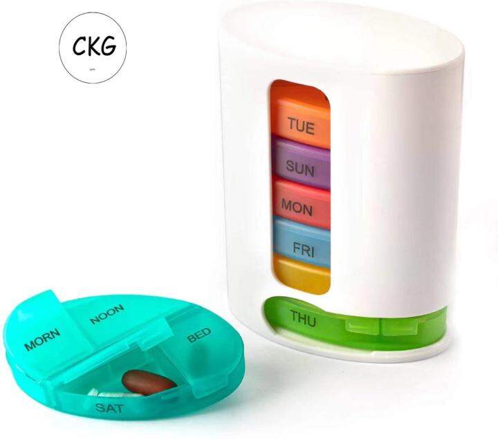 Pill Pro Compact Daily Medicine Organizer 7 Stackable Compartments Four