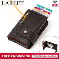 Cowhide Pop Up Smart Wallet Bussiness RFID Blocking Credit Card Holder Slim Minimalist Aluminum CreditCard Case With Money Clip