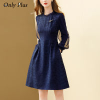 EVNISI Fashion Solid Navy Dress Puff Sleeve A-line Women Spring 2022 New Organza Dresses For Women Casual Office Lady Vestidos