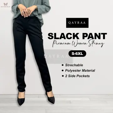 PLUS SIZE Women Stretchable Slack/Office Pants Straight Cut M-6XL (BLACK/BROWN/GREY)