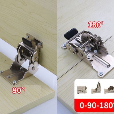 2PCS 0-90-180 Degree Self-Locking Folding Hinge Table Legs Silver Folding Coffee Table Furniture Hardware Cabinet Hinge Door Hardware Locks